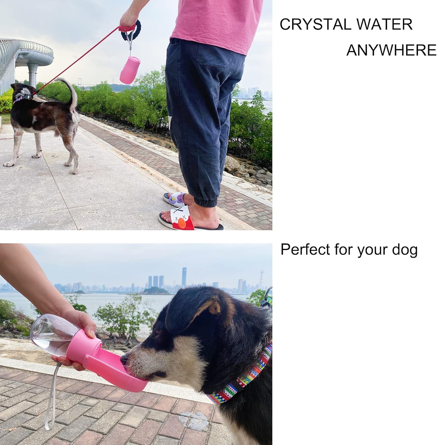 Dog Water Bottle, 10-19Oz Dishwasher Washable Dog Water Bowl Dispenser, Pet Water Bottle, Portable Leak Proof Bottles for Travel, Walking, Dog Travel Water Bottle