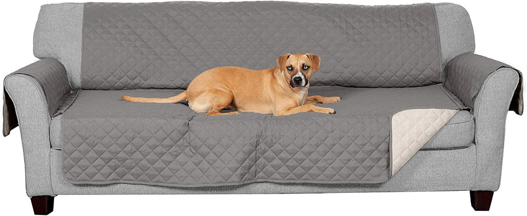 Water-Resistant Sofa Cover for Dogs & Cats, Reversible Couch Protector with Secure Straps and Pinsonic Quilted Fabric, Machine Washable Couch Cover, Large Sofa, Gray/Mist