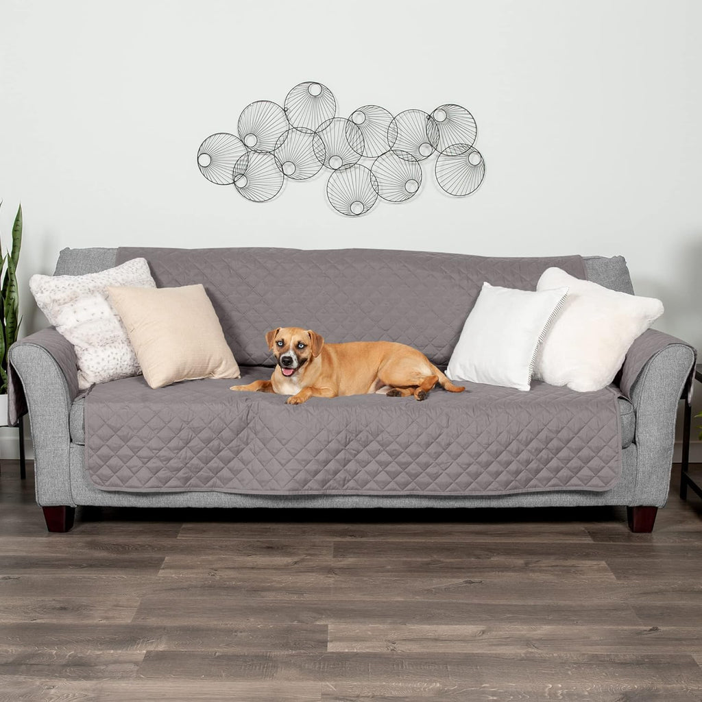 Water-Resistant Sofa Cover for Dogs & Cats, Reversible Couch Protector with Secure Straps and Pinsonic Quilted Fabric, Machine Washable Couch Cover, Large Sofa, Gray/Mist