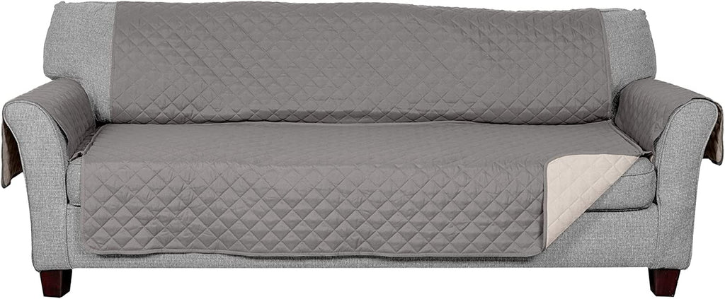 Water-Resistant Sofa Cover for Dogs & Cats, Reversible Couch Protector with Secure Straps and Pinsonic Quilted Fabric, Machine Washable Couch Cover, Large Sofa, Gray/Mist