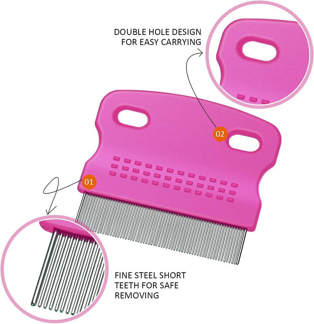 6 Pieces Pet Lice Combs Dog Grooming Flea Cat Tear Stain Comb for Removal Dandruff, Hair Stain, Nit(White, Yellow, Green, Purple, Orange, Dark Blue)