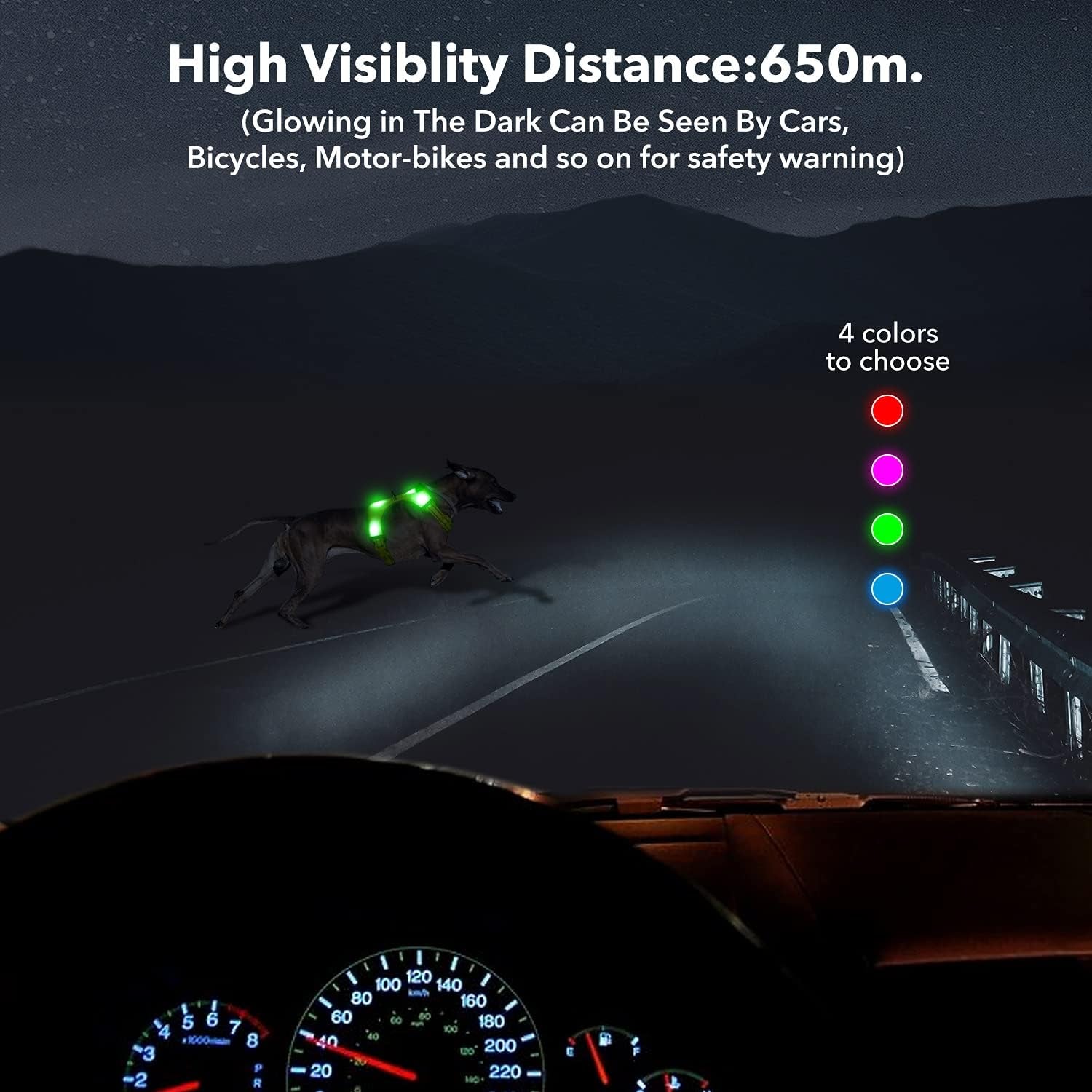 Light up Dog Harness - USB Rechargeable LED Dog Harness with Reflective Strips, Comfortable Adjustable Sizes (Green, Medium)