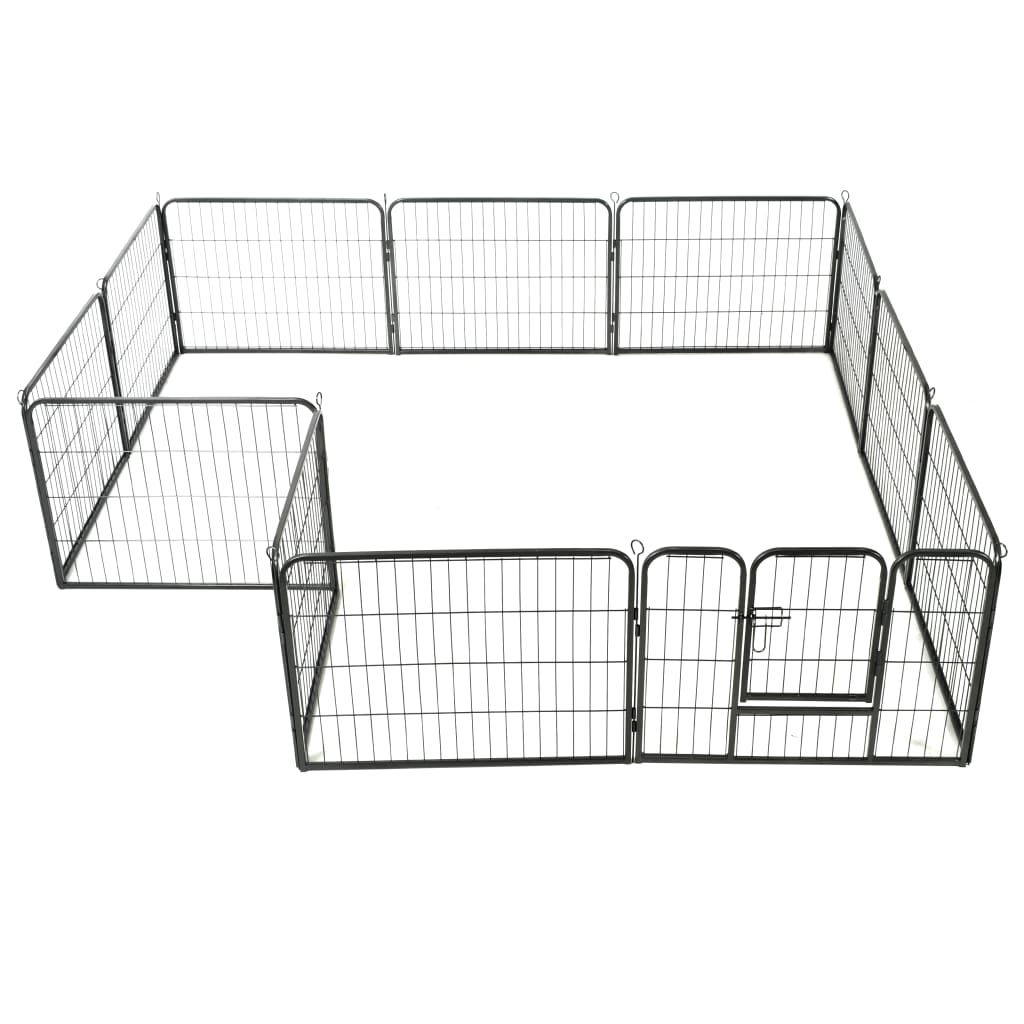 vidaXL Dog Playpen 12 Panels Steel 31.5"x23.6" Black-1