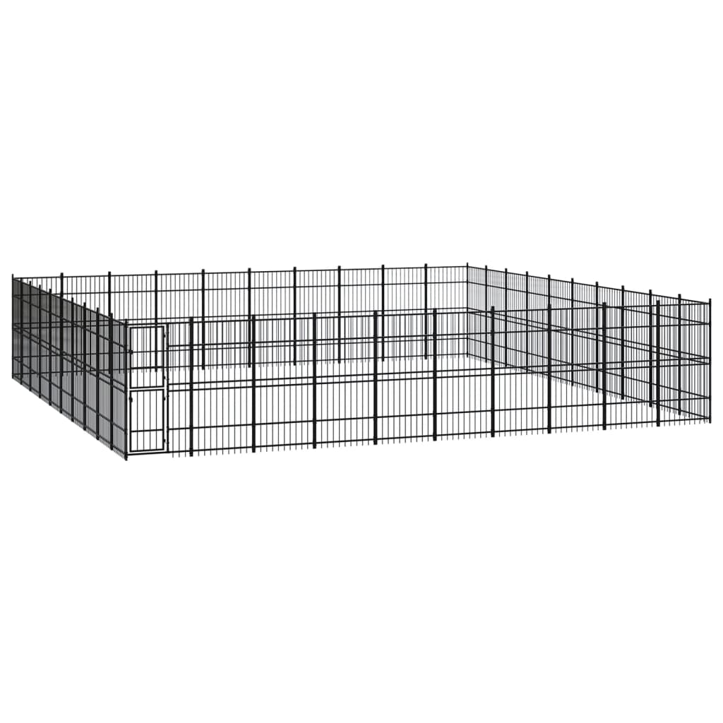 NNEVL Outdoor Dog Kennel Steel 92.16 m²-0