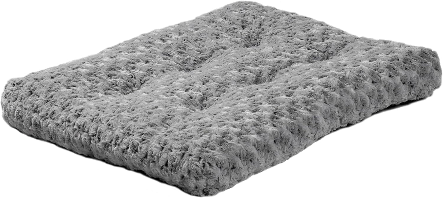 Small Quiettime Deluxe Gray Ombré Swirl Plush Pet Bed, Machine Washable, Non-Skid Bottom, Soft Crate Mat for 24-Inch Crates