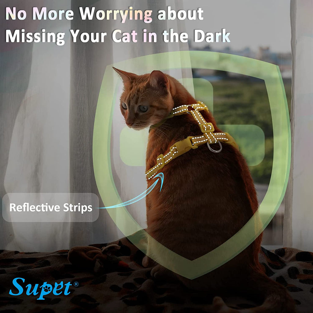 Cat Harness and Leash Set Stylish Escape Proof Cat Vest Harness Adjustable Breathable Pet Leash with Reflective Trim