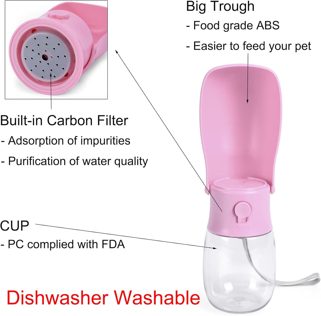 Dog Water Bottle, 10-19Oz Dishwasher Washable Dog Water Bowl Dispenser, Pet Water Bottle, Portable Leak Proof Bottles for Travel, Walking, Dog Travel Water Bottle