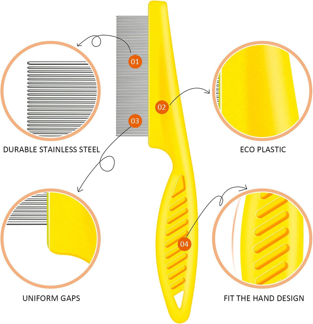 6 Pieces Pet Lice Combs Dog Grooming Flea Cat Tear Stain Comb for Removal Dandruff, Hair Stain, Nit(White, Yellow, Green, Purple, Orange, Dark Blue)