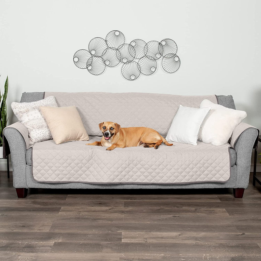 Water-Resistant Sofa Cover for Dogs & Cats, Reversible Couch Protector with Secure Straps and Pinsonic Quilted Fabric, Machine Washable Couch Cover, Large Sofa, Gray/Mist