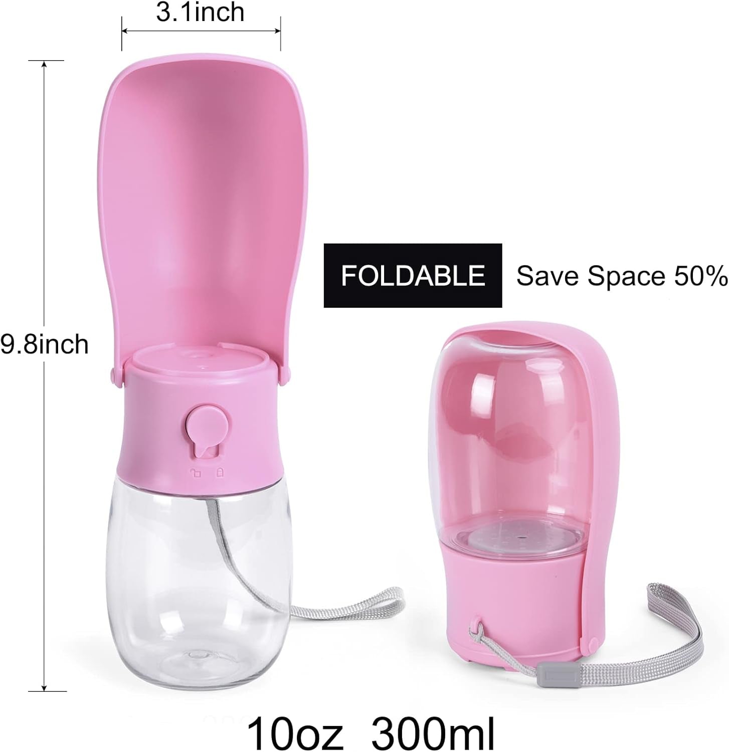 Dog Water Bottle, 10-19Oz Dishwasher Washable Dog Water Bowl Dispenser, Pet Water Bottle, Portable Leak Proof Bottles for Travel, Walking, Dog Travel Water Bottle